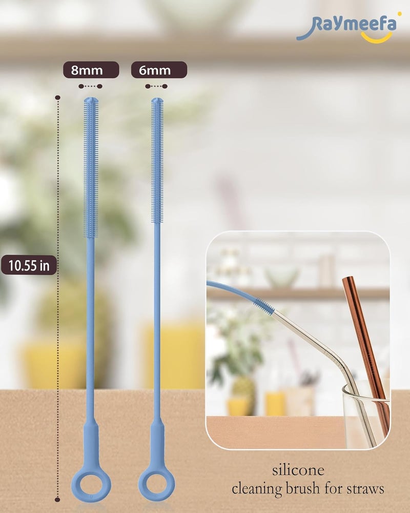 Raymeefa Silicone Straw Cleaner Brush (2-Pack),Extra Long Pipe Cleaners for Standard Straws,Compatible with 30/40 oz Tumbler Straws,Scratch-Free & Easy to Clean (Blue) - Image 5